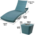 Espreguiçadeira Bona Com Mesa Em Alumínio, 6 Regulagens, Fibr