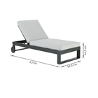 Espreguiçadeira de Alumínio 4 Posições Cinza Escuro 44,5x211x93,5cm Athena Naterial