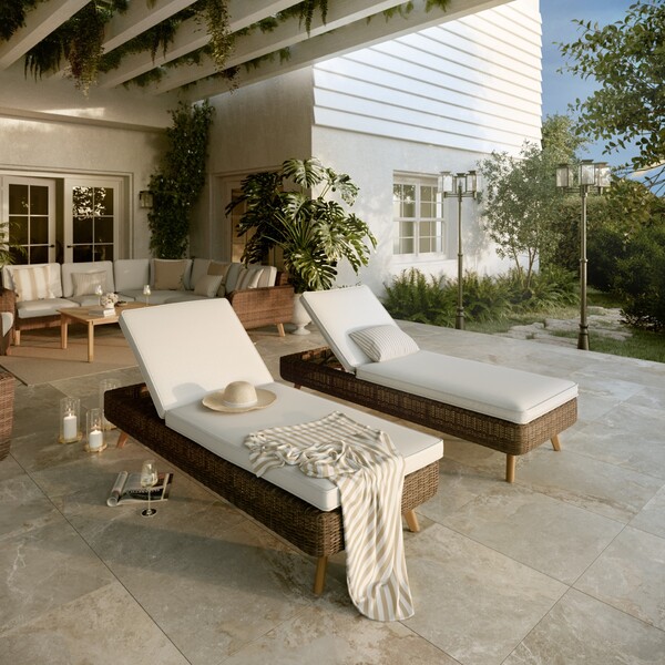 Espreguiçadeira de Alumínio 5 Posições Nerea Bege 95x72x199cm Naterial