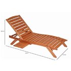 Espreguiçadeira De Madeira Empilhável Com Bandeja Retrátil Li