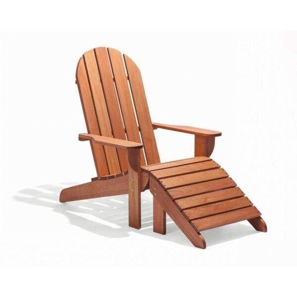 Espreguiçadeira De Madeira Maciça Adirondack Michigan Com Pes