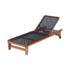 Espreguiçadeira De Madeira Trama - Jatobá E Corda Preta - Meu