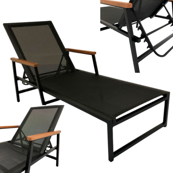 Espreguiçadeira De Piscina Frésia Alumínio E Tela Sling Com B