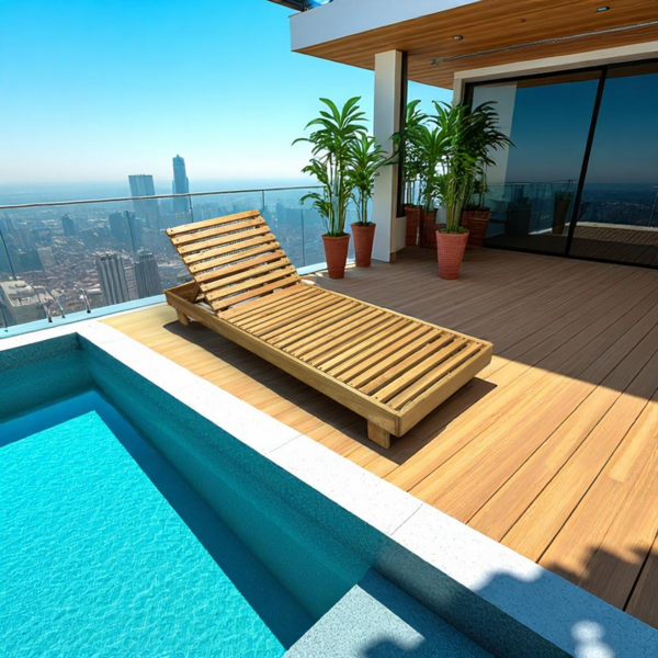 Espreguiçadeira De Piscina Reclinável De Madeira Maciça - Tro