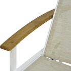 Espreguiçadeira De Piscina Tela Sling Braços De Madeira Model