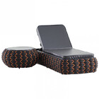 Espreguiçadeira E Mesa Em Tricô Náutico Em Alumínio Para Pisc