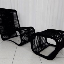 Espreguiçadeira Em Corda Náutica - 1 Poltrona + Mesa Centro