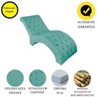 Espreguiçadeira Estofada Relaxante Descanso Veludo Joana Azul