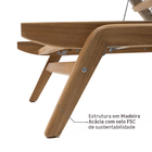 Espreguiçadeira 4 Posições Madeira Acácia Marrom e Bege 198x34x68cm Oasis Naterial