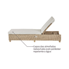 Espreguiçadeira Medena Alumínio 94x69x200cm Bege Naterial