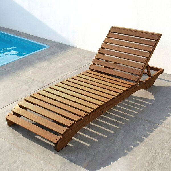 Espreguiçadeira Para Jardim Em Madeira Maciça Chaise Long  Ma