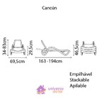 Espreguicadeira Plastica Cancun Branca Com Tela Plastica Lara