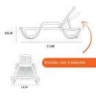 Espreguiçadeira em Plástico Reclinável com 3 Posições 30x54x180cm Branca Pitangui Antares