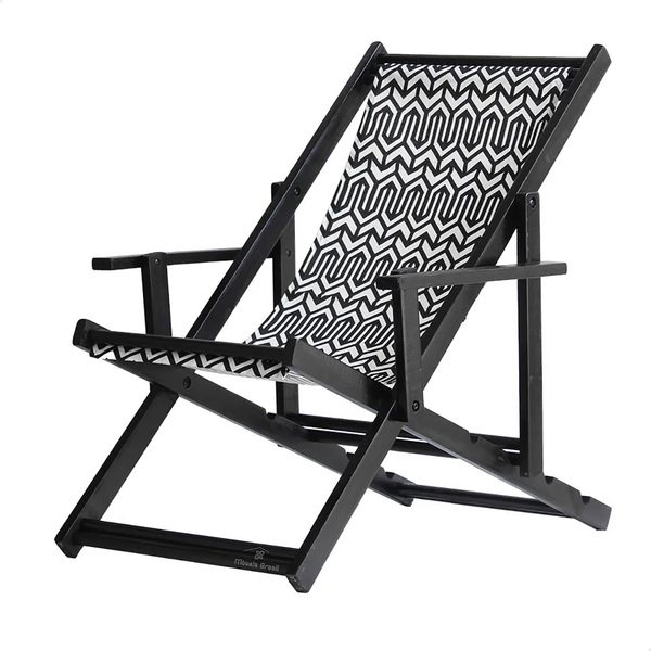 Espreguiçadeira Preguiçosa Dobrável Envernizada Black Em Made