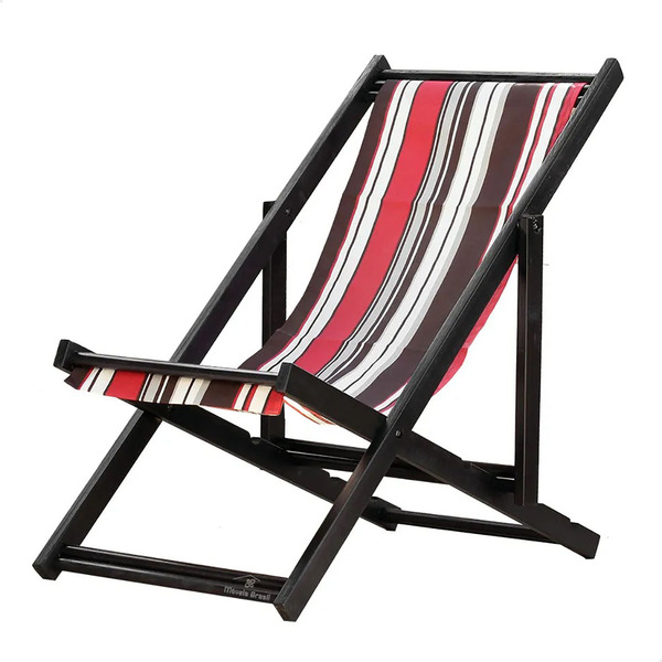 Espreguiçadeira Preguiçosa Dobrável Sem Braço Black Em Madeir