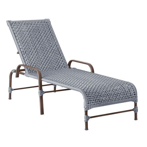 Espreguiçadeira Reclinável Catar Marrom E Corda Náutica Trama