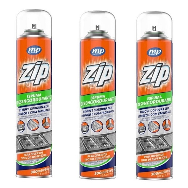 Espuma Desengordurante Spray Zip 300ml My Place Kit Com 3