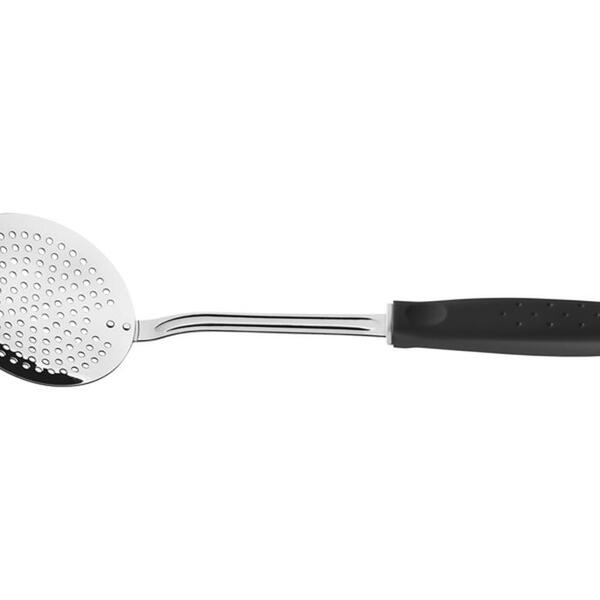 Espumadeira Utilita Preto Lamina De Aco Inox E Cabo De Polipr