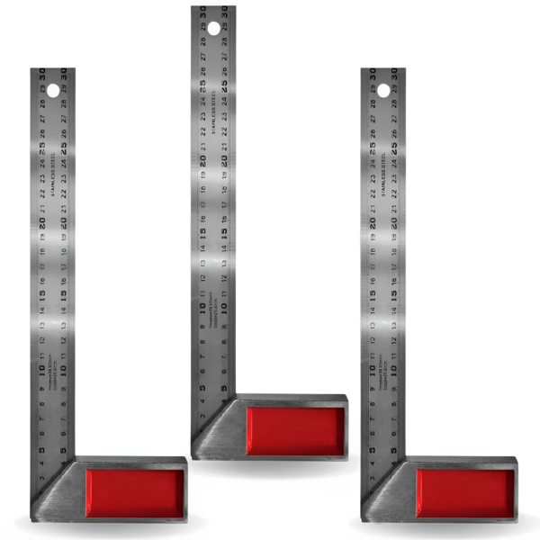 Esquadro Metálico Cabo Alumínio 30cm Kit 3 Unidades Argacon