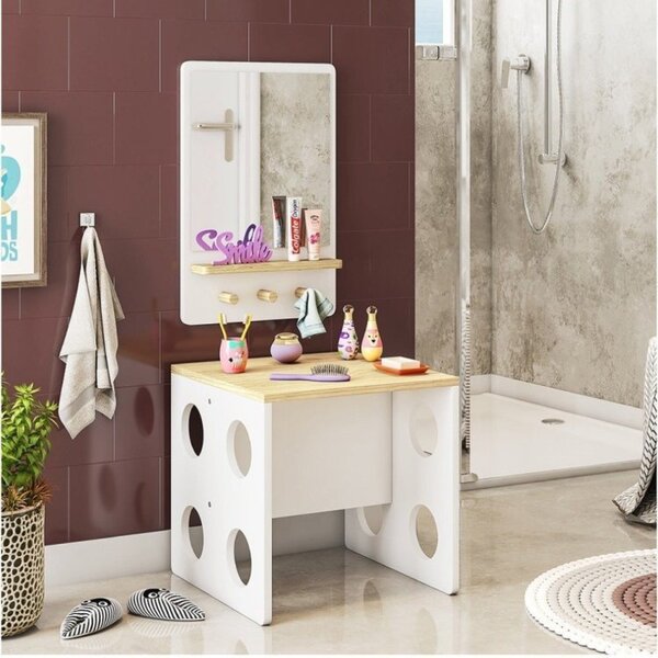 Estação De Autocuidado Montessoriano Com Espelho Casatema Mad