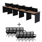 Estação De Trabalho 10 Lugares 450x120cm + 10 Cadeiras Wave P