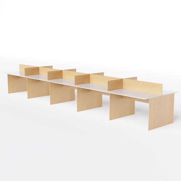 Estação De Trabalho 10 Lugares 600x120 Branco Com Legno Salin