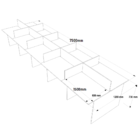 Estação De Trabalho 10 Lugares 750x120 Com Gaveteiro De 2 Gav