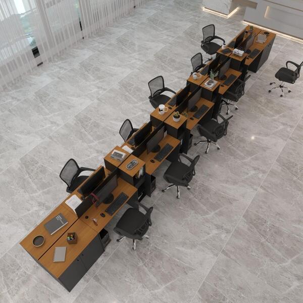 Estação De Trabalho 10 Lugares Smart Office 10 Mesas 8 Armári