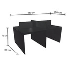 Estação De Trabalho 180x120cm Para 4 Pessoas  Preto