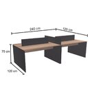 Estação De Trabalho 240x1,20cm Para 4 Pessoas  Noce Naturalle