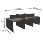 Estação De Trabalho 270x120cm Para 6 Pessoas  Noce Naturalle