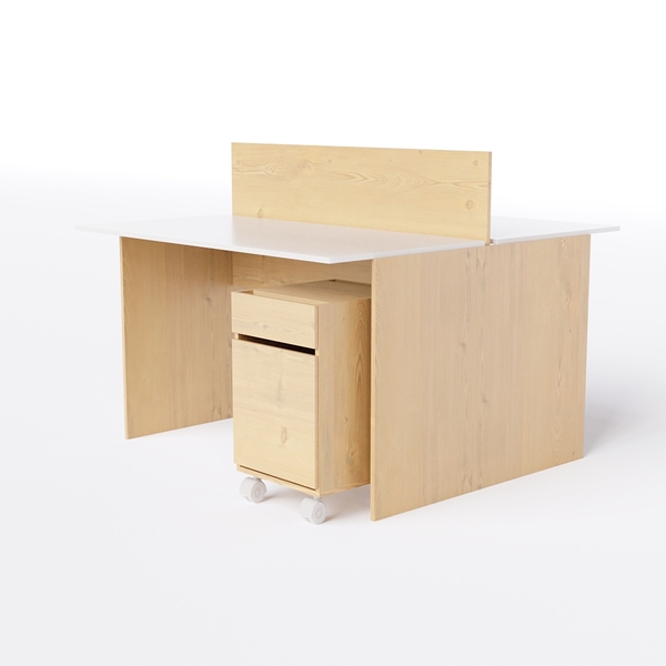 Estação De Trabalho 2 Lugares 120x120 Com Gaveteiro De 2 Gave