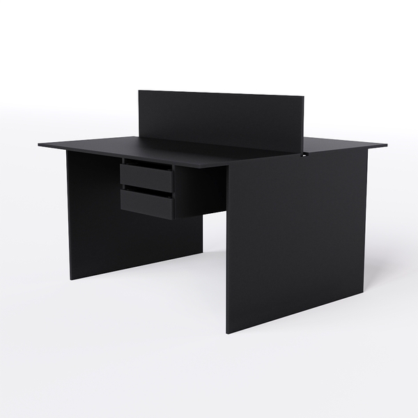 Estação De Trabalho 2 Lugares 150x120 Com 2 Gavetas Suspensas