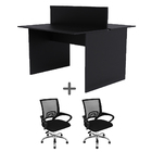 Estação De Trabalho 2 Lugares 90x120cm + 2 Cadeiras De Escrit