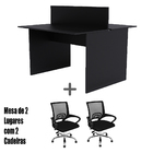 Estação De Trabalho 2 Lugares 90x120cm + 2 Cadeiras De Escrit