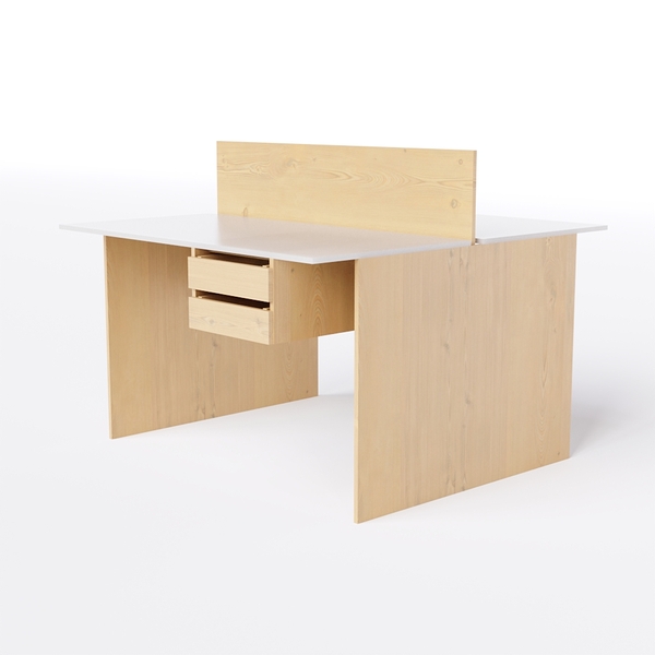 Estação De Trabalho 2 Lugares Com 2 Gavetas 120x120 Legno Sal