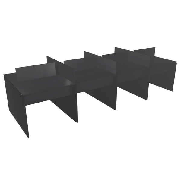 Estação De Trabalho 360x120cm Para 8 Pessoas  Preto