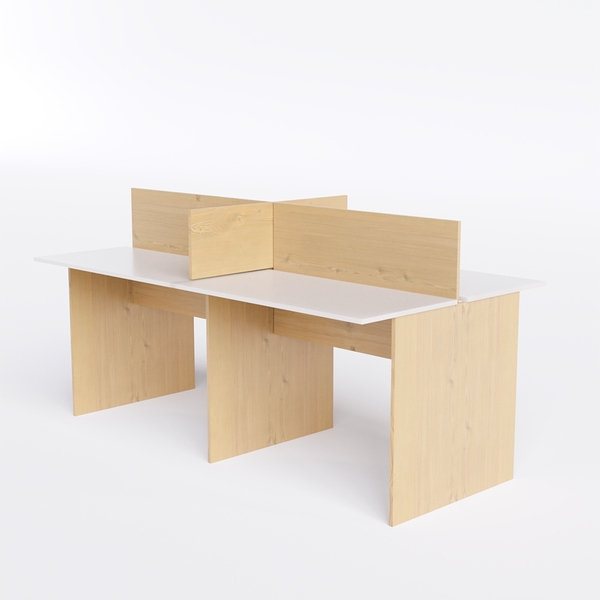 Estação De Trabalho 4 Lugares 180x120cm Branco Com Legno Sali