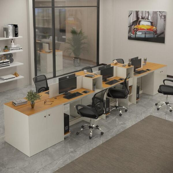 Estação De Trabalho 6 Lugares Smart Office 6 Mesas 4 Armários