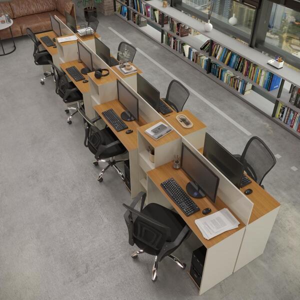 Estação De Trabalho 8 Lugares Smart Office 8 Mesas 6 Armários