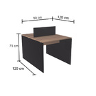 Estação De Trabalho 90x120cm Para 2 Pessoas  Noce Naturalle P