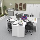 Estação De Trabalho Com 4 Escrivaninhas Em L Office Branco