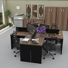 Estação De Trabalho Com 4 Escrivaninhas Em L Office Nogal/pre