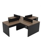 Estação De Trabalho Com 4 Escrivaninhas Em L Office Nogal/pre