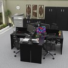 Estação De Trabalho Com 4 Escrivaninhas Em L Office Preto