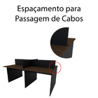 Estação De Trabalho Ilha 4 Lugares 180x120cm Preto Com Acácia