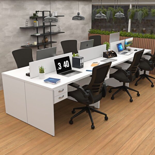 Estação De Trabalho Mesa 101cm X 120cm 6 Lugares Branco
