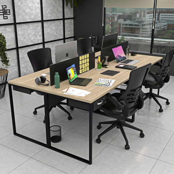 Estação De Trabalho Mesa Industrial 4 Lugares C Gav Netmobil