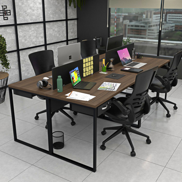 Estação De Trabalho Mesa Industrial 4 Lugares C Gav Netmobil