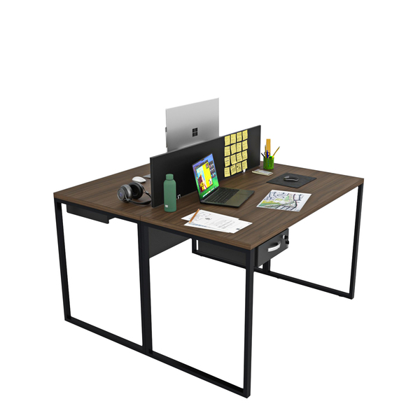 Estação De Trabalho Mesa Plataforma 2 Lugares Com Gaveta Escr